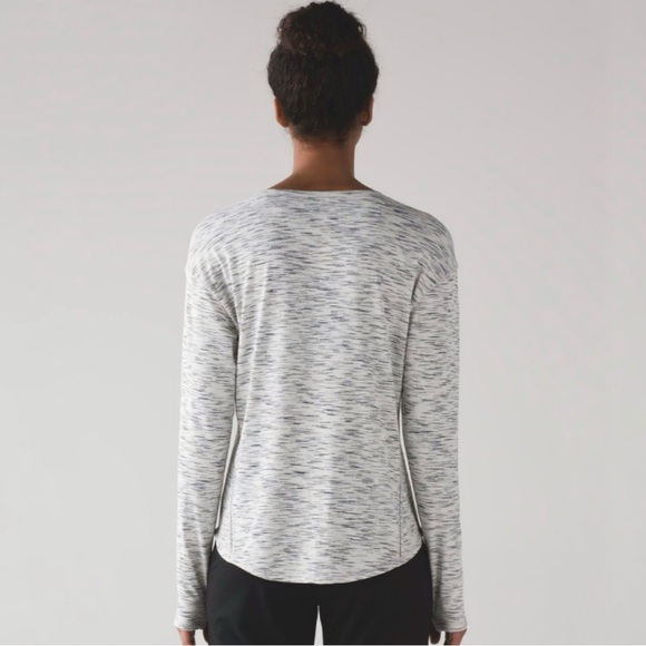 Lululemon Lost In Pace Long Sleeve Top Tiger Space Dye Black White Womens Size 8 - Picture 2 of 8